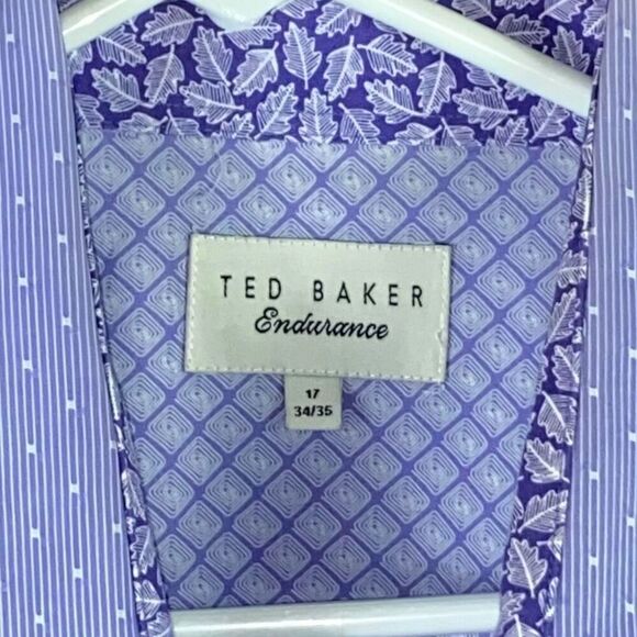 Ted Baker Endurance Blue Microdot Button down Contrasting Dress Shirt Men’s Sz 1 - Picture 4 of 4